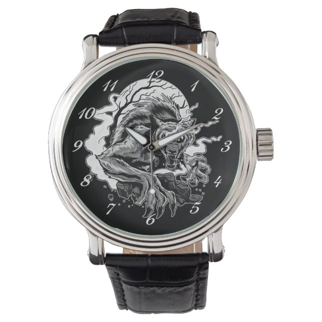 Reloj De Pulsera Monocromo Werewolf Moon (Anverso)