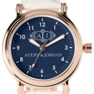 Reloj De Pulsera Monogram lovers bride and groom wedding gift 