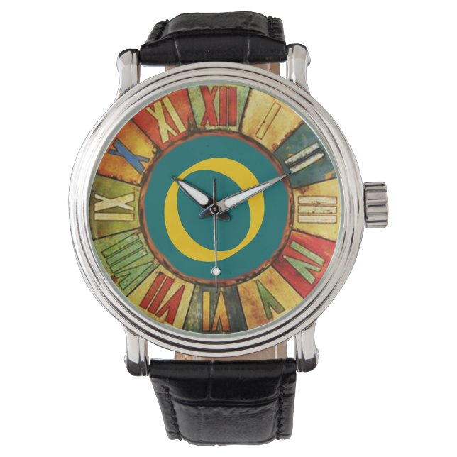 RELOJ DE PULSERA MONOGRAMA AMARILLO AZUL DE TIEMPO COLORIDO (Anverso)