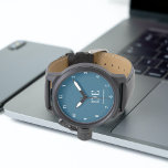 Reloj De Pulsera Monograma azul marino moderno minimalista<br><div class="desc">Este moderno diseño cuenta con iniciales tipográficas y un nombre para un ambiente minimalista que se puede personalizar fácilmente.</div>