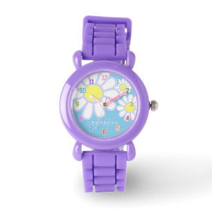 Reloj De Pulsera Monograma azul sencillo de margarita