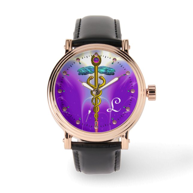 Reloj De Pulsera MONOGRAMA CADUCEUS ORO ,Púrpura Verde azulado (Anverso)