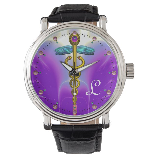 Reloj De Pulsera MONOGRAMA CADUCEUS ORO ,Púrpura Verde azulado (Anverso)