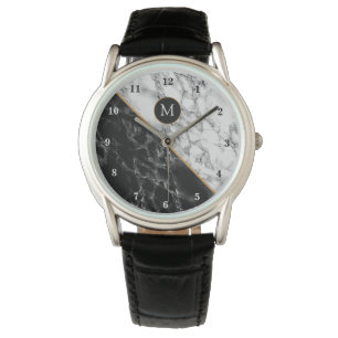 Reloj De Pulsera Monograma Carta Watch Mármol blanco negro