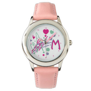 Reloj De Pulsera Monograma Chica inicial Puntos cardíacos Colores c