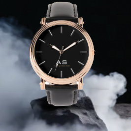 Reloj De Pulsera Monograma clásico y nombre muñeca de banda negra m