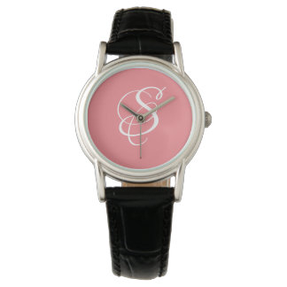 Reloj De Pulsera Monograma/coral de escritura blanca de moda elegan