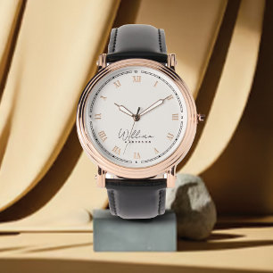 Reloj De Pulsera Monograma Crema Neutral de Marfil   Moderno estilo