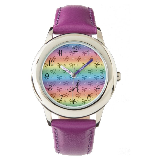 Reloj De Pulsera Monograma de arco iris y arcos (Anverso)