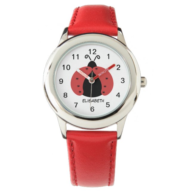 Reloj De Pulsera Monograma de burro de moda personalizado ladybug (Anverso)