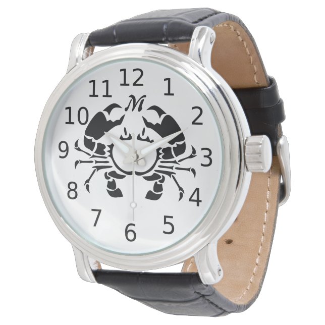Reloj De Pulsera Monograma de cangrejo al estilo del esténcil negro (Angular)