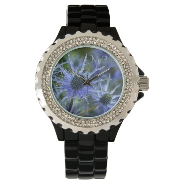 Reloj De Pulsera Monograma de Cardo de Holly Marino (Anverso)