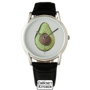 Reloj De Pulsera Monograma de Crochet Aguacate verde lindo