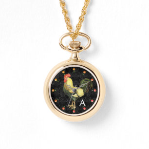 Reloj De Pulsera Monograma de Damasco Blanco Negro ROOSTER