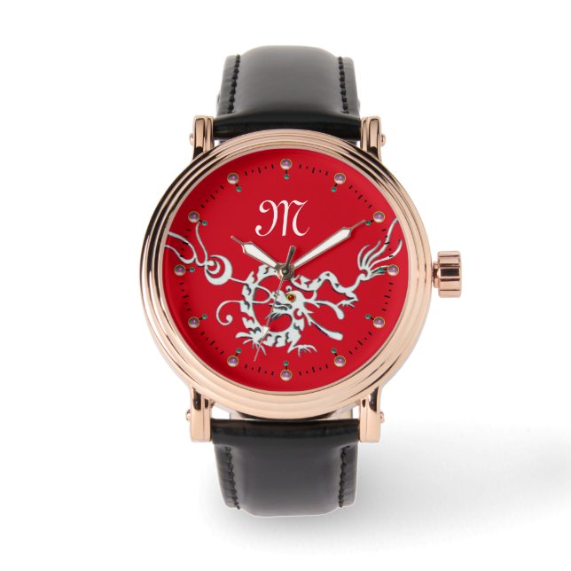RELOJ DE PULSERA MONOGRAMA DE DRAGÓN DE MAR BLANCO ROJO (Anverso)