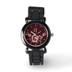 RELOJ DE PULSERA MONOGRAMA DE DRAGÓN DE MAR BLANCO ROJO