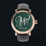 Reloj De Pulsera Monograma de Esmeralda Personalizado Inicial<br><div class="desc">Monograma inicial simple y elegante personalizado en tipografía moderna. Un regalo de personalizado perfecto con un toque personal</div>