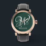Reloj De Pulsera Monograma de Esmeralda Personalizado Inicial<br><div class="desc">Monograma inicial simple y elegante personalizado en tipografía moderna. Un regalo de personalizado perfecto con un toque personal</div>