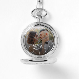 Reloj De Pulsera Monograma de foto de boda personalizada de amor mo