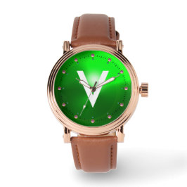 RELOJ DE PULSERA MONOGRAMA DE GEMSTONA VERDE IMPRESIONADO