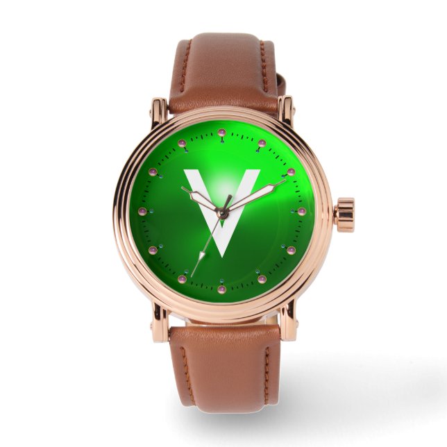 RELOJ DE PULSERA MONOGRAMA DE GEMSTONA VERDE IMPRESIONADO (Anverso)