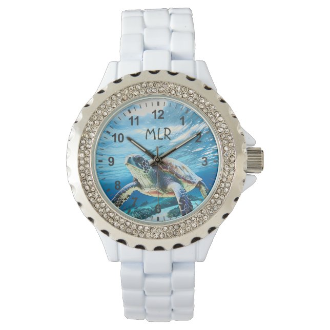 Reloj De Pulsera Monograma de honor de la tortuga hawaiana (Anverso)