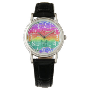 Reloj De Pulsera Monograma de la agonía dorada del Purpurina arcoir