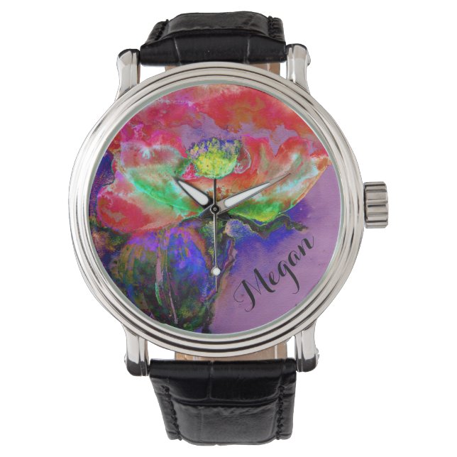 Reloj De Pulsera Monograma de la amapola de Sunrise (Anverso)