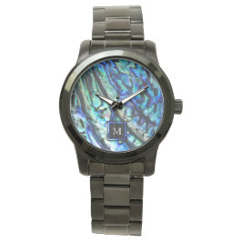 Reloj De Pulsera Monograma de la cáscara de Abalone irlandesa