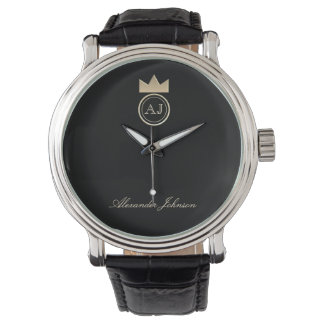 Reloj De Pulsera Monograma de la Corona Real de Oro , Elegante Nomb