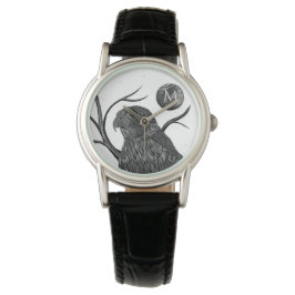 Reloj De Pulsera Monograma de la luna llena del halcón