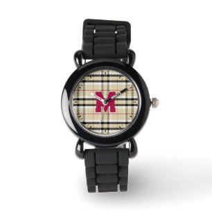 Reloj De Pulsera Monograma de moda beige preppy personalizado