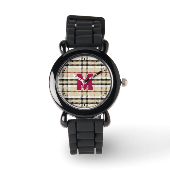 Reloj De Pulsera Monograma de moda beige preppy personalizado (Anverso)