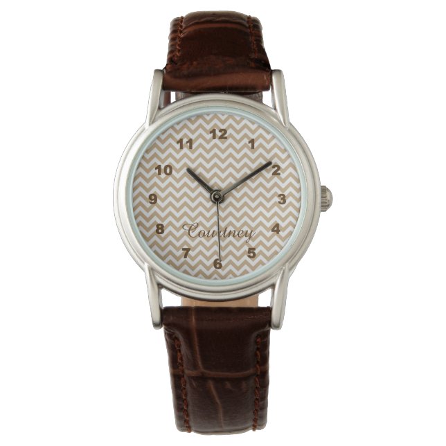 Reloj De Pulsera Monograma de Moda moderna con miel marrón (Anverso)