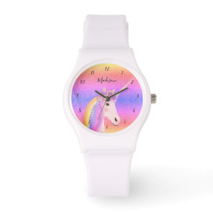 Reloj De Pulsera Monograma de moda para el Purpurina del arcoiris d