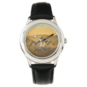 Reloj De Pulsera Monograma de montañas personalizables de amanecer 