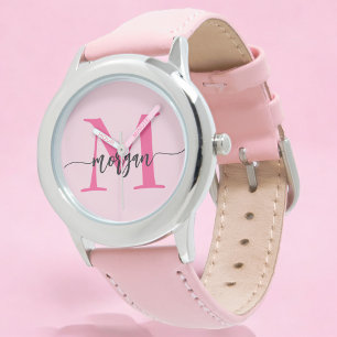 Reloj De Pulsera Monograma de nombre de niñas en letra script moder