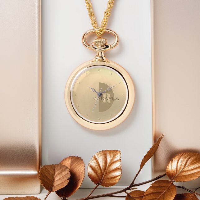 Reloj De Pulsera Monograma de nombre moderno elegante (Get this personalized, monogram, watch necklace for yourself or as a special gift.)