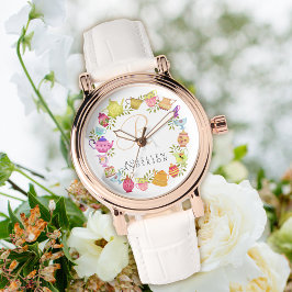 Reloj De Pulsera Monograma de ollas de té y tazas