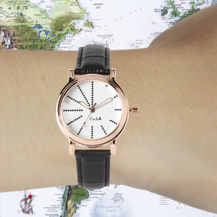 Reloj De Pulsera Monograma de oro de estilo Rosa elegante para muje