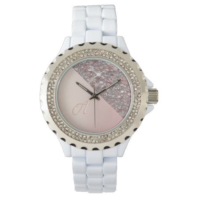 Reloj De Pulsera Monograma de oro Rosa elegante (Anverso)