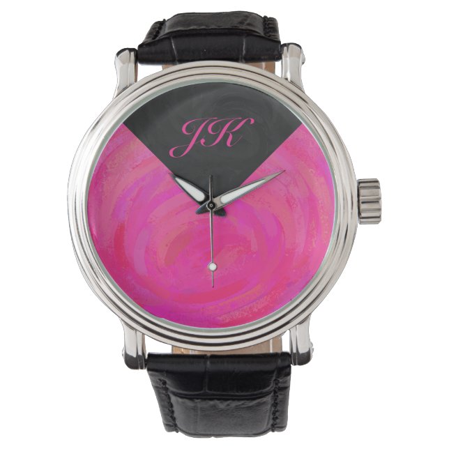 Reloj De Pulsera Monograma de pasión rosa (Anverso)