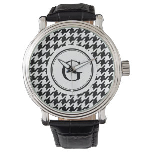 Reloj De Pulsera Monograma de patrón de patinaje blanco negro clási