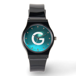 RELOJ DE PULSERA MONOGRAMA DE PIEDRA AZUL AQUAMARINA VERDE AZULADA 