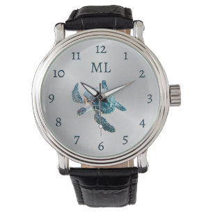 Reloj De Pulsera Monograma de plata de tortuga 3D