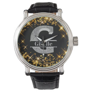 Reloj De Pulsera Monograma de plata inicial G personalizado Su nomb