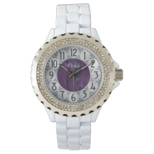 Reloj De Pulsera Monograma de plumas moradas