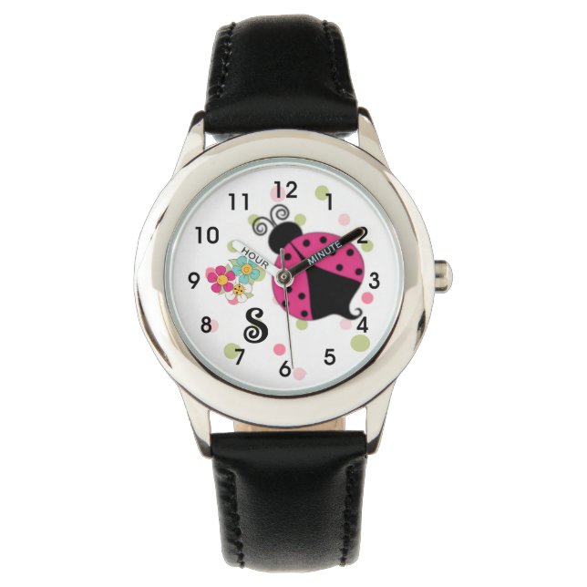 Reloj De Pulsera Monograma de ratones rosados (Anverso)