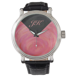 Reloj De Pulsera Monograma de Salmon Swirl