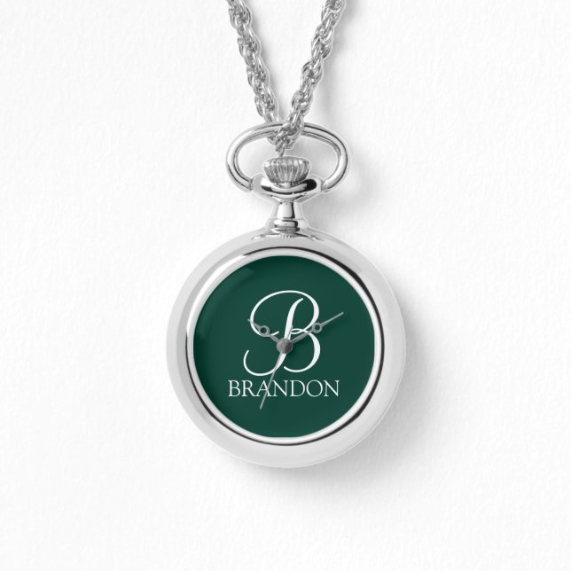 Reloj De Pulsera Monograma de script personalizado y cadena de nomb (Anverso)